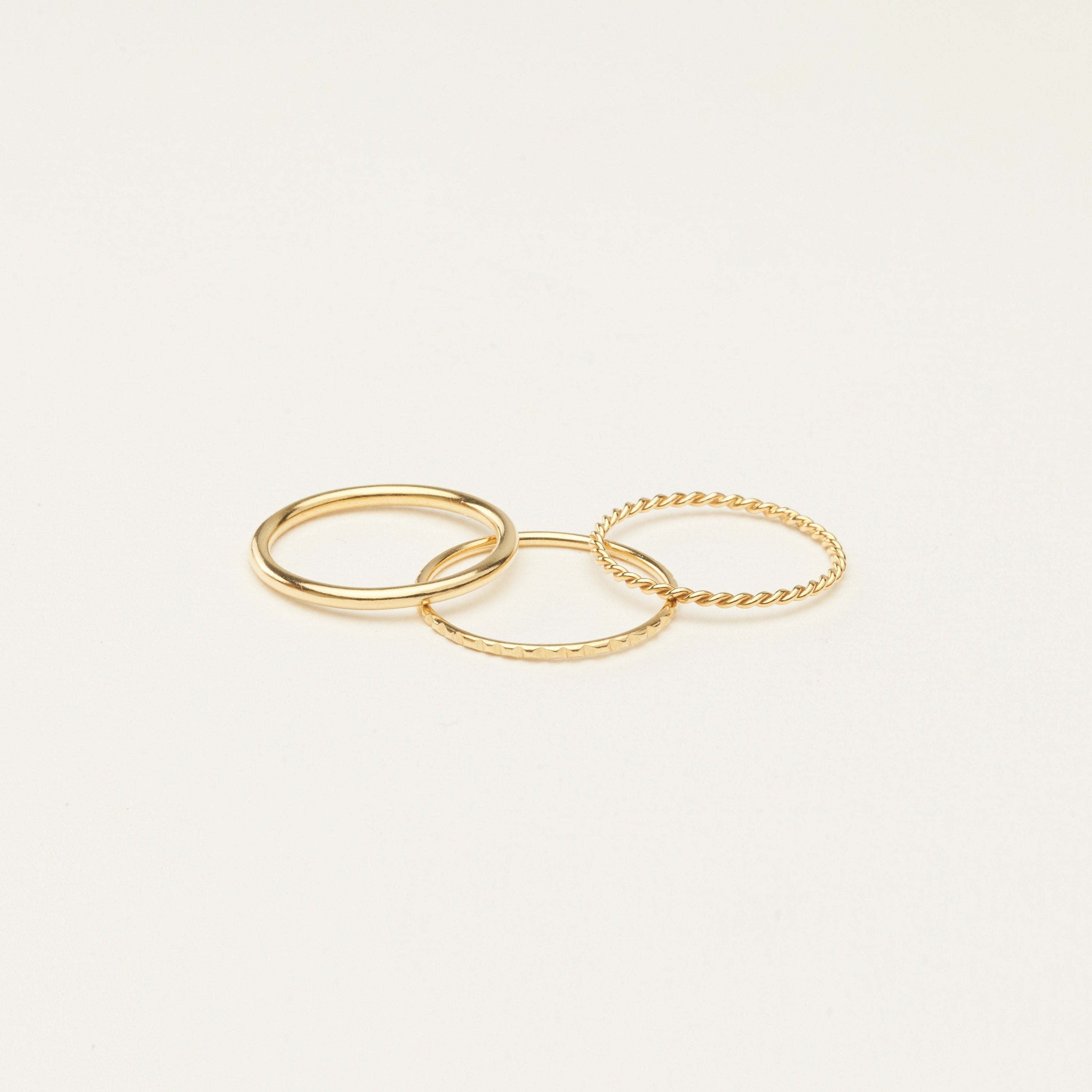 Petite Chic: The Thin Stacking Rings Set 18K Gold